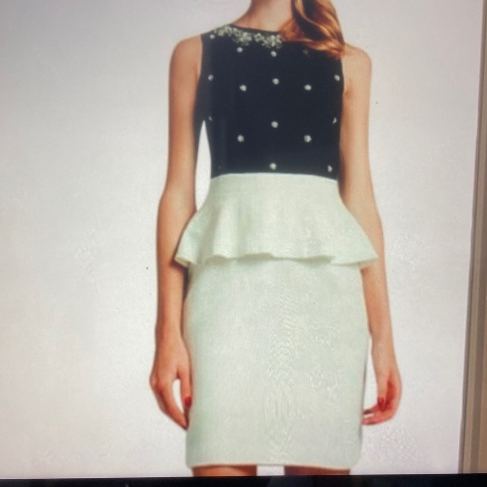 Cynthia Steffe Black and White Embellished Mini Dress